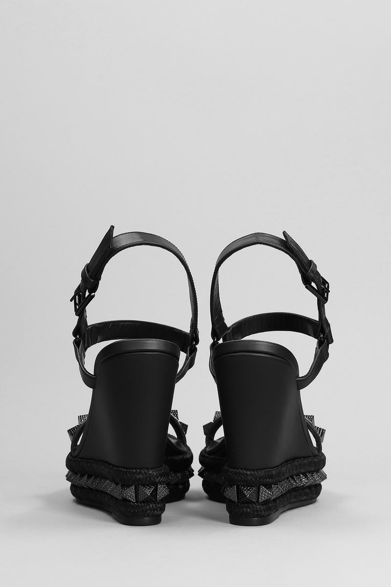 Christian Louboutin Pyraclou 110 Espadrilles In Black Leather - Women