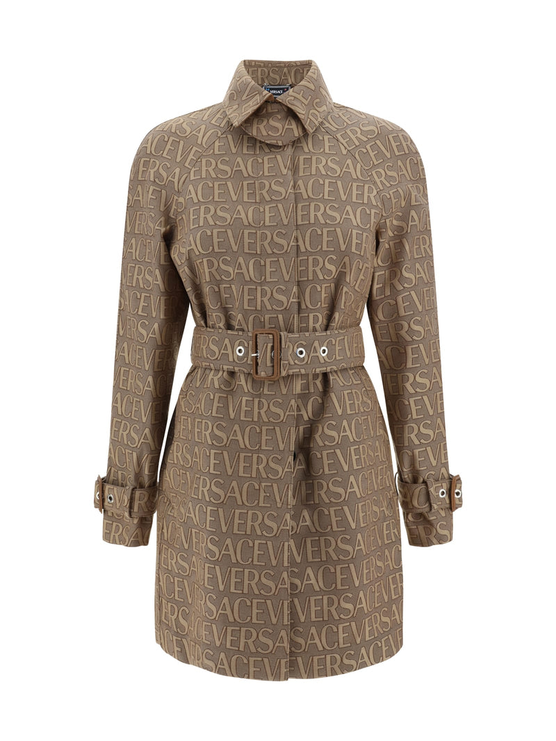 Versace Brown Cotton Blend Trench Coat - Women