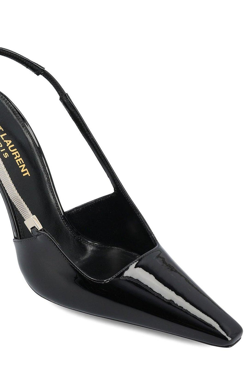 Saint Laurent Square Pointed Toe Slingback Pumps - Women