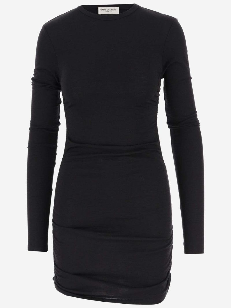 Saint Laurent Draped Wool Dress - Women