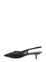 Saint Laurent Black Slingback Pumps With Buckle Strap In Mesh Woman - Women