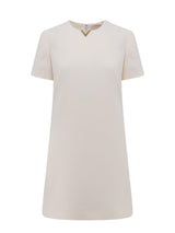 Valentino Crepe Couture Logo Plaque Short-sleeved Dress - Women
