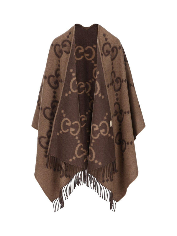 Gucci Monogrammed Fringe Edge Poncho - Women