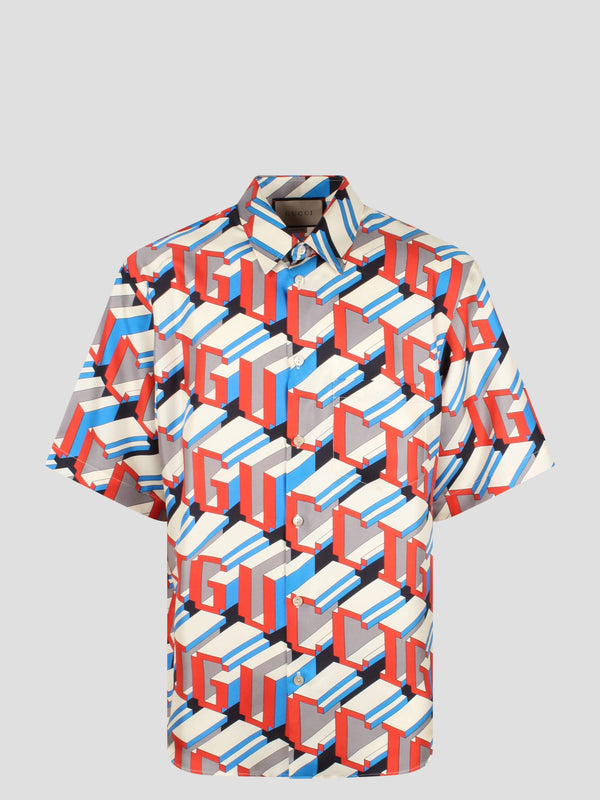 Gucci Pixel Print Silk Shirt - Men