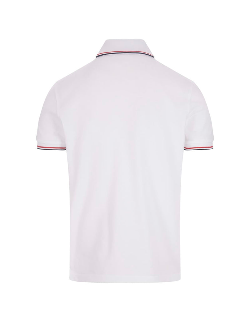 Moncler White Short-sleeved Polo With Embroidered Logo - Men