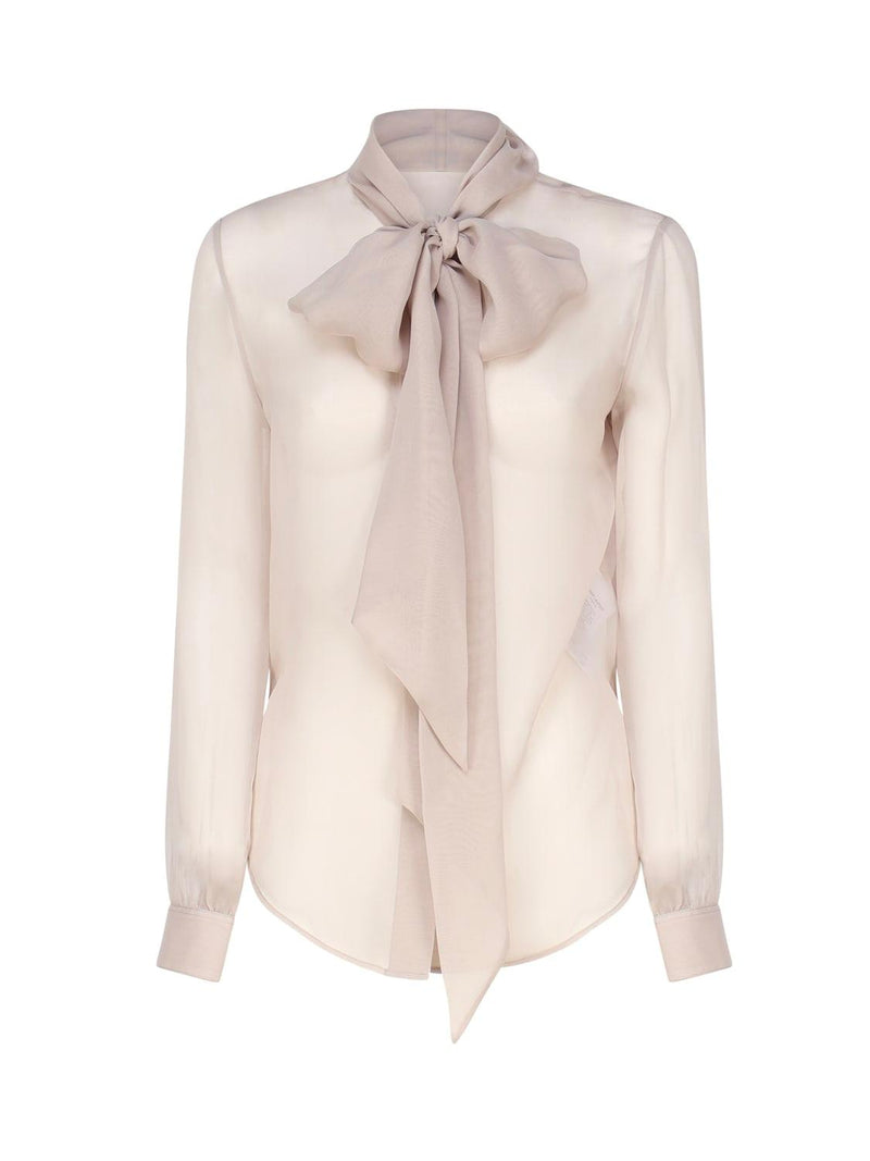 Saint Laurent Silk Lavallière Collar Shirt - Women - Piano Luigi