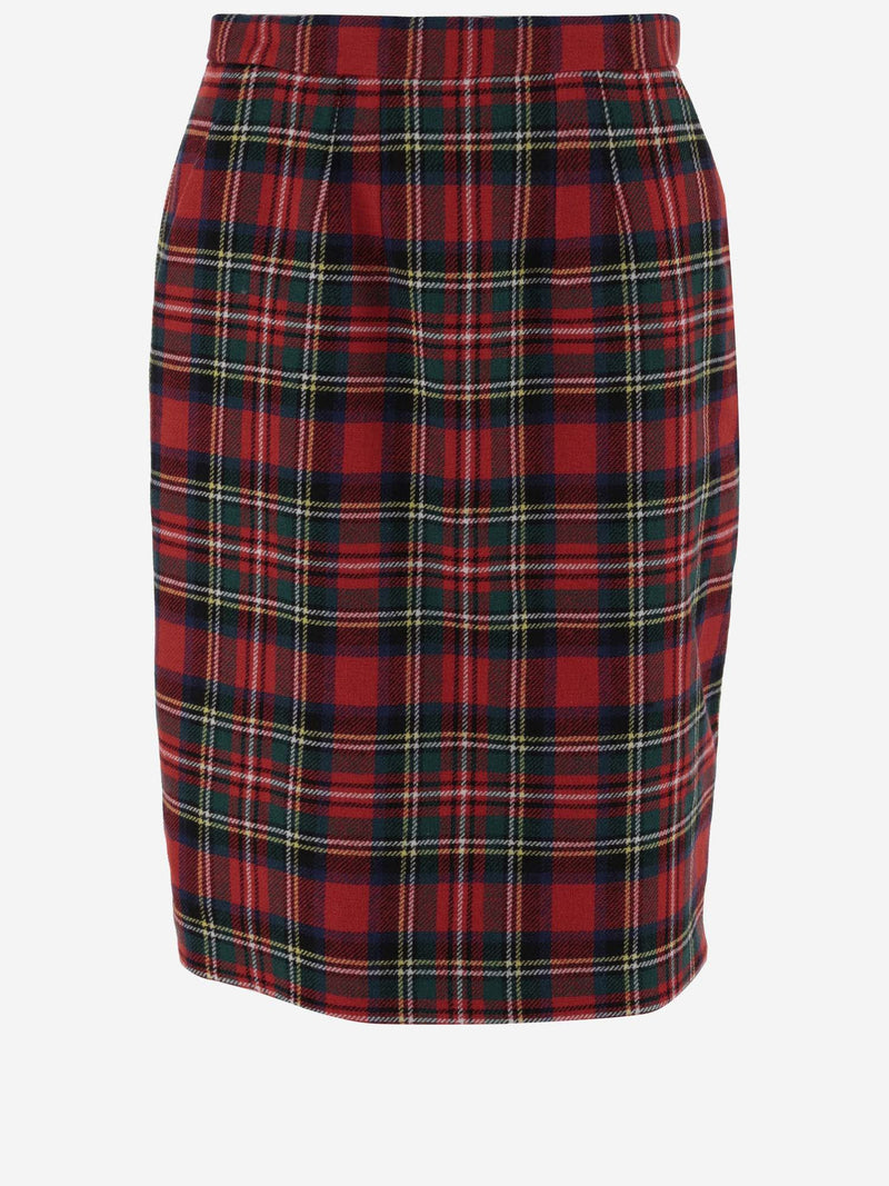 Saint Laurent Check Back Zip Skirt - Women