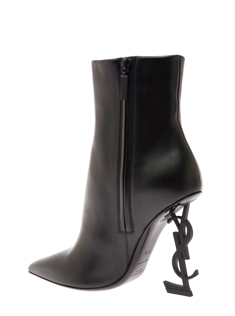 Saint Laurent opyum Black Boots With Cassandre Heel In Leather Woman - Women