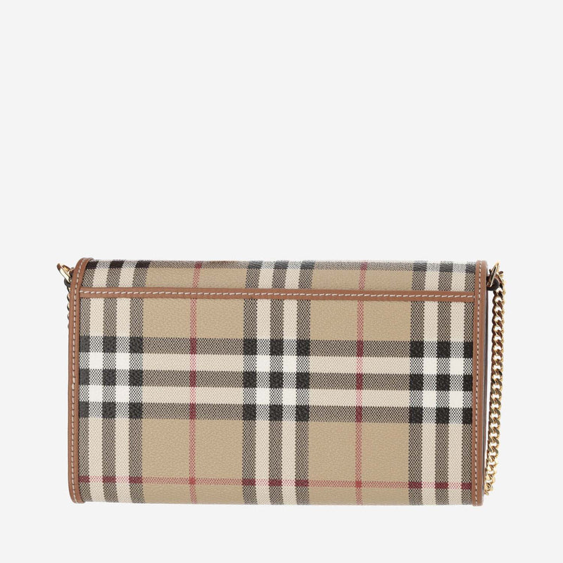 Burberry Check Wallet With Chain Strap - Women