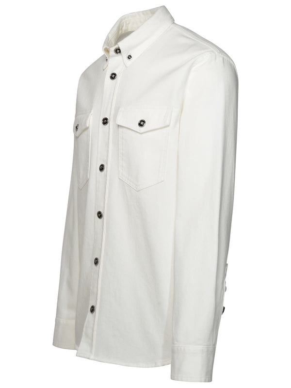 Versace Denim Shirt In White Cotton - Men