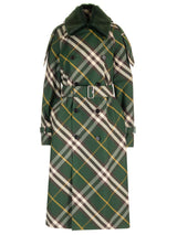 Burberry Check Gabardine Trench Coat - Women