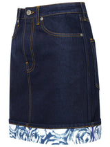 Burberry Japanese Rose Printed Denim Mini Skirt - Women