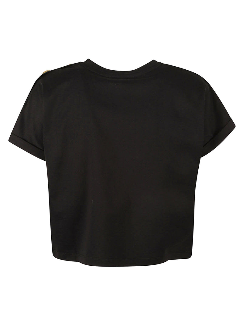 Balmain Rose Logo Cropped T-shirt - Women