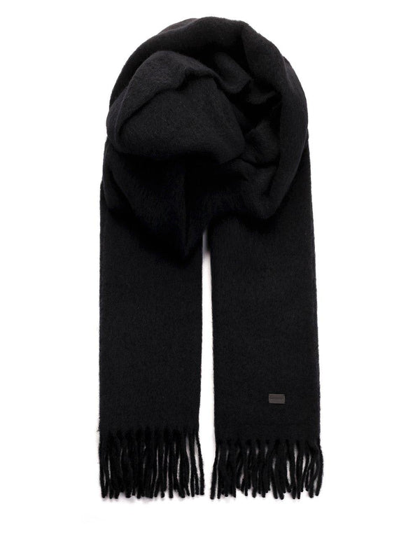 Saint Laurent Logo Plaque Fringed Scarf - Women