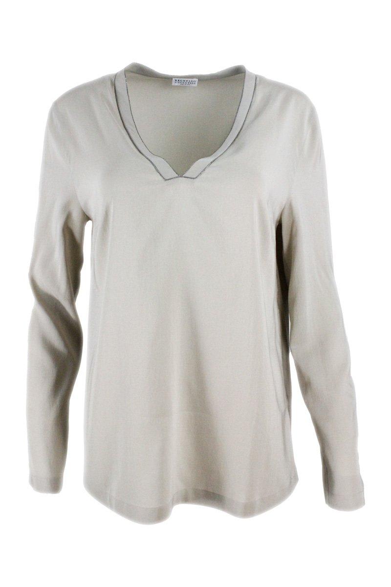 Brunello Cucinelli Long Sleeved V-neck T-shirt - Women