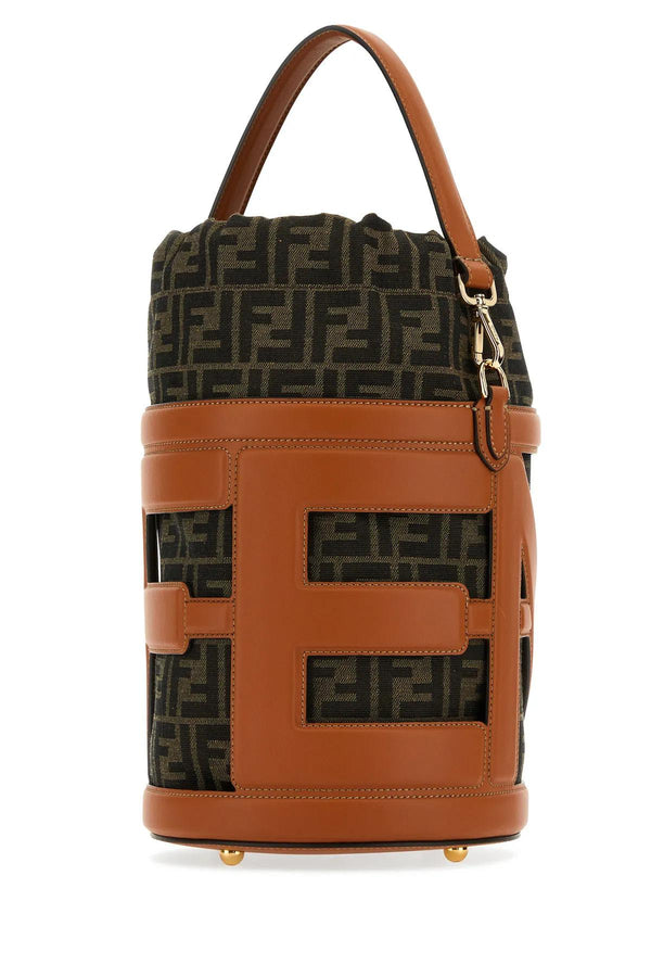 Fendi Embroidered Leather And Jacquard Step Out Bucket Bag - Women