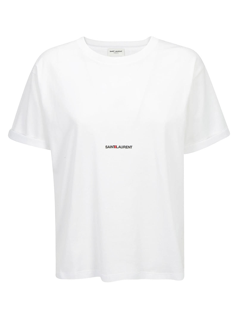 Saint Laurent Cotton T-shirt With Frontal Iconic Print - Women