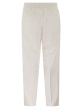 Brunello Cucinelli Leisure Fit Cotton Gabardine Trousers With Drawstring And Double Darts - Men