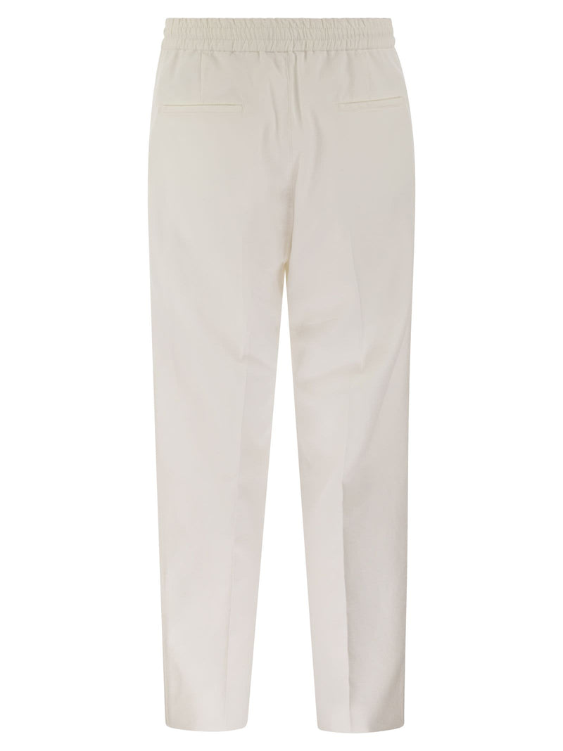 Brunello Cucinelli Leisure Fit Cotton Gabardine Trousers With Drawstring And Double Darts - Men