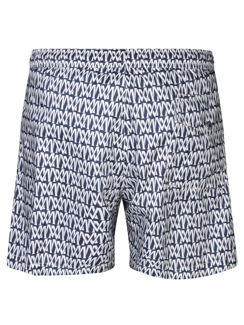 Moncler Monogram Print Blue Swimsuit - Men