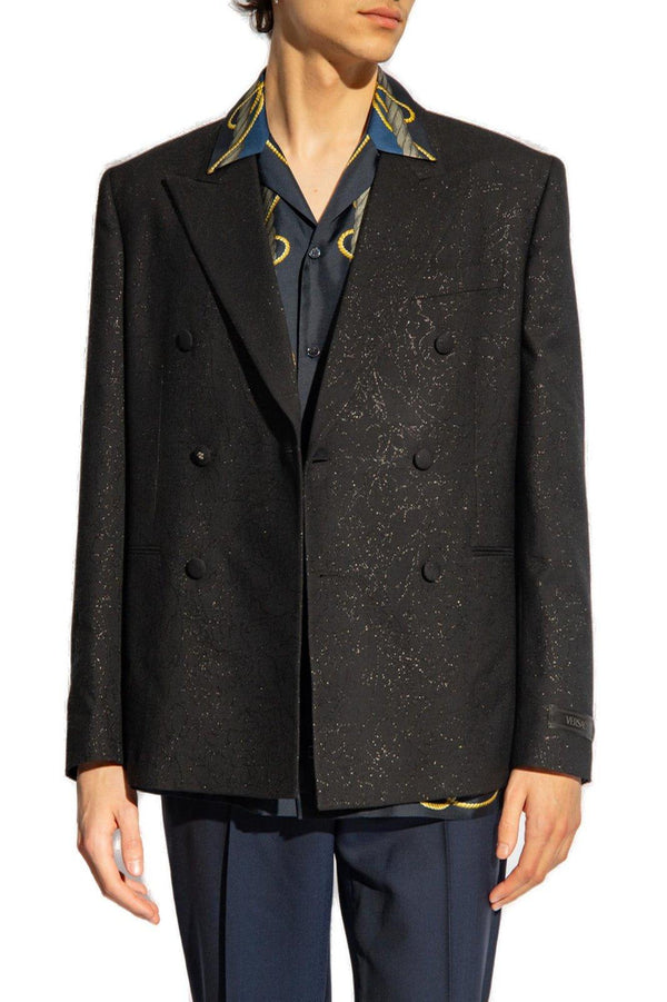 Versace Barocco-jacquard Double-breasted Tailored Blazer - Men