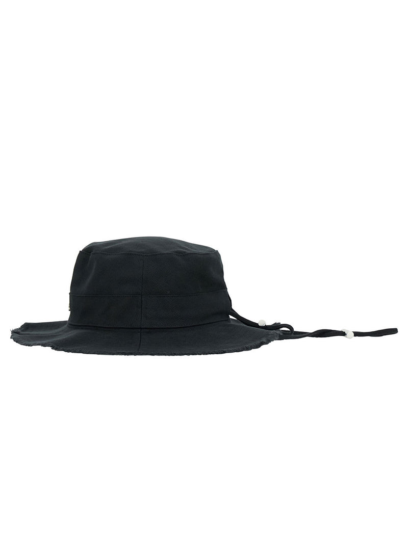 Jacquemus le Bob Artichaut Black Hat With Metal Logo In Canvas Man - Men