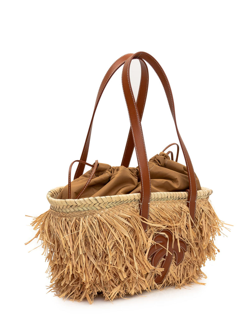 Palm Angels Drawstring Raffia Basket Bag - Women