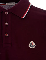 Moncler Red Short-sleeved Polo With Embroidered Logo - Men