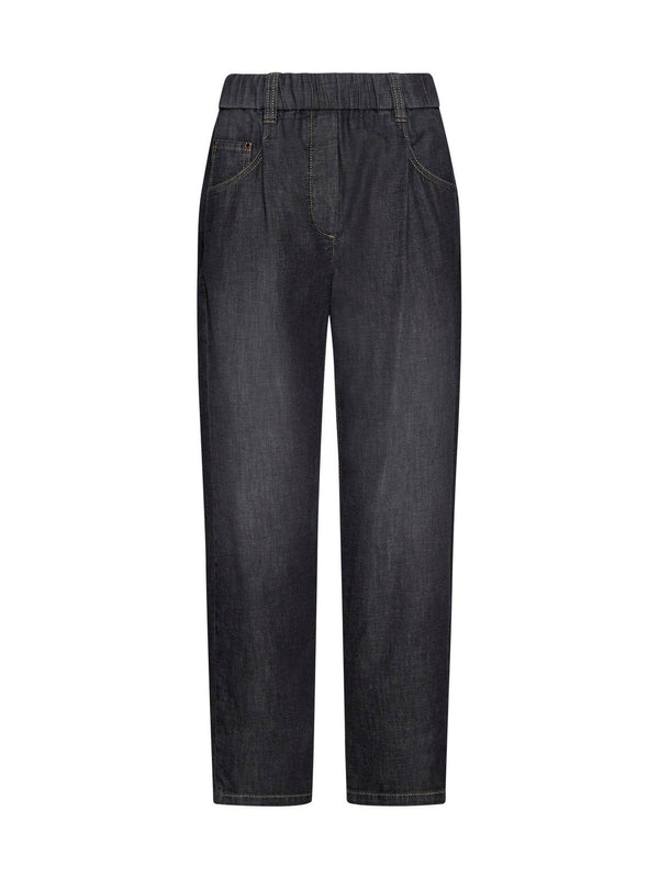 Brunello Cucinelli Elasticated Waistband Cropped Jeans - Women