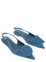 Jacquemus les Slingback Duele Plates Blue Flat Sandals With Geometric Shapes In Denim Woman - Women