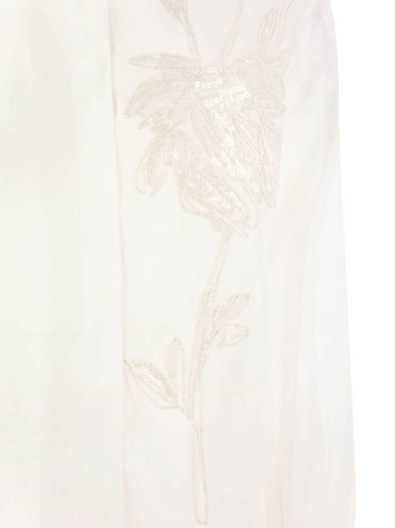 Brunello Cucinelli Cotton Organza Shirt With Dazzling Magnolia Embroidery - Women