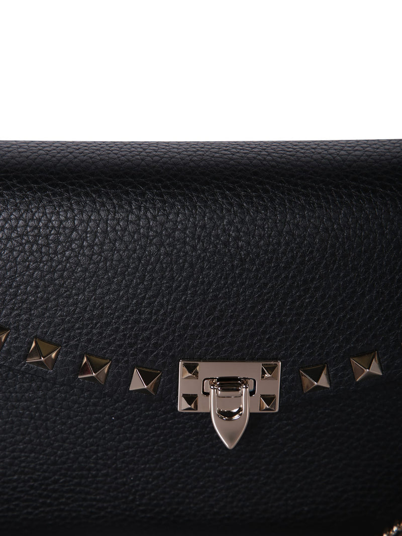 Valentino Wallet On Chain Rockstud Black Bag - Women