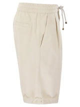 Brunello Cucinelli Bermuda Shorts In Garment-dyed Cotton Gabardine With Drawstring And Double Darts - Men