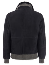 Brunello Cucinelli Sheepskin Bomber Jacket With Wool Details - Men