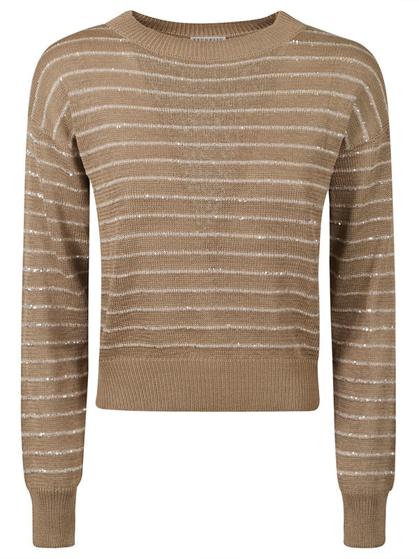 Brunello Cucinelli Glittery Striped Sweater - Women