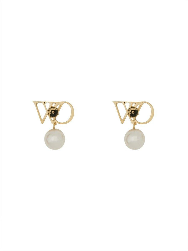 Off-White Ow Logo Plaque Drop Earrings - Women