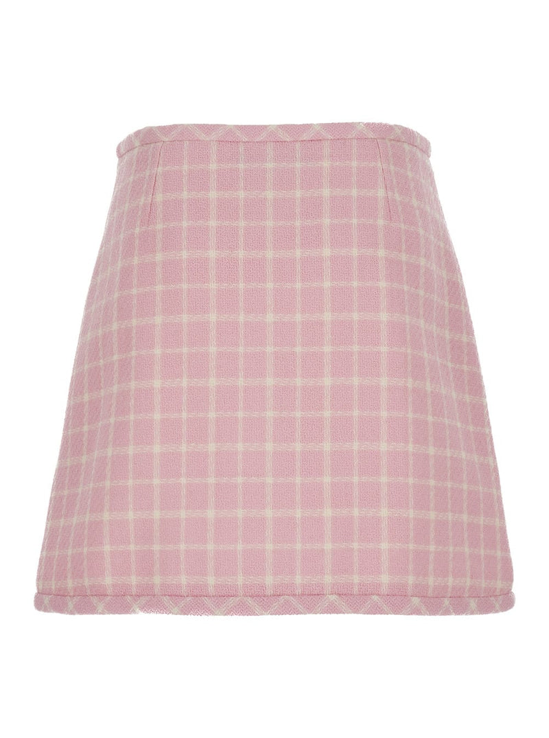 Versace Pink Check-pattern Skirt In Tweed Woman - Women