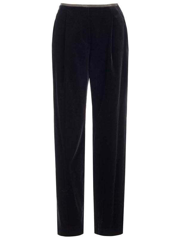 Brunello Cucinelli loose Wide Leg Velvet Trousers - Women