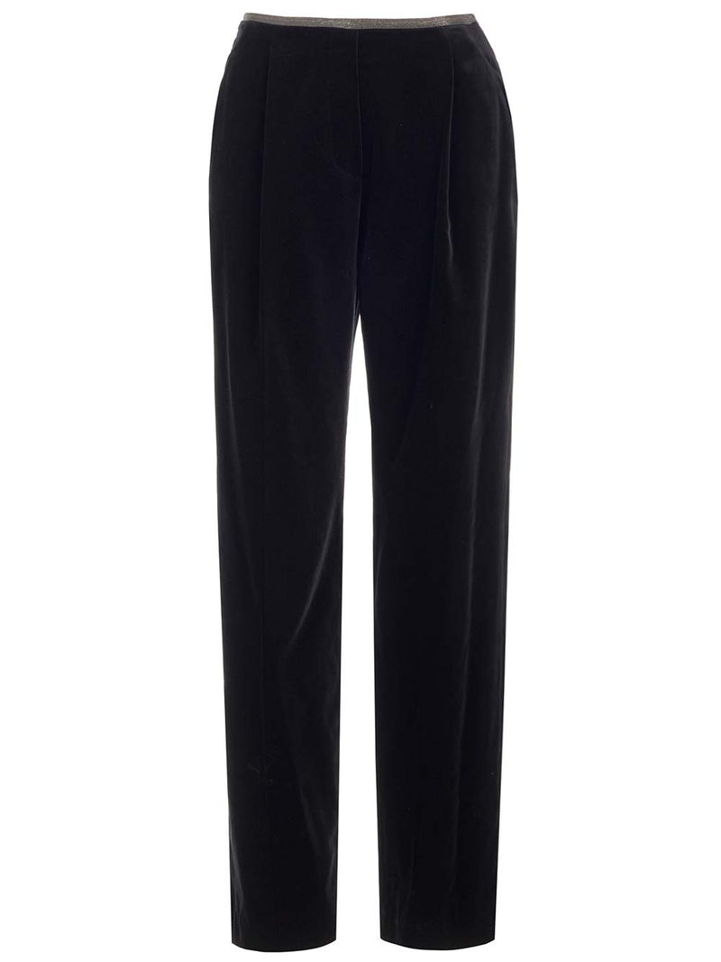 Brunello Cucinelli loose Wide Leg Velvet Trousers - Women