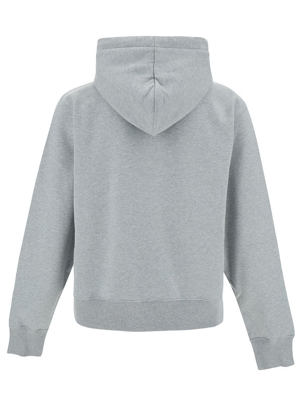 Saint Laurent Grey Hoodie With Cassandre Embroidery In Cotton Man - Men