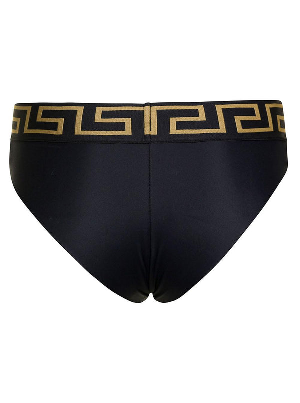 Versace Black Greca Bikini Bottoms In Polyamide Woman - Women - Piano Luigi