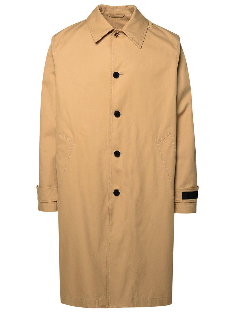 Versace barocco Beige Cotton And Silk Trench Coat - Men