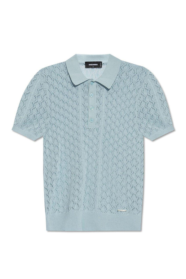 Dsquared2 Pointelle-knit Short Sleeved Polo Top - Men