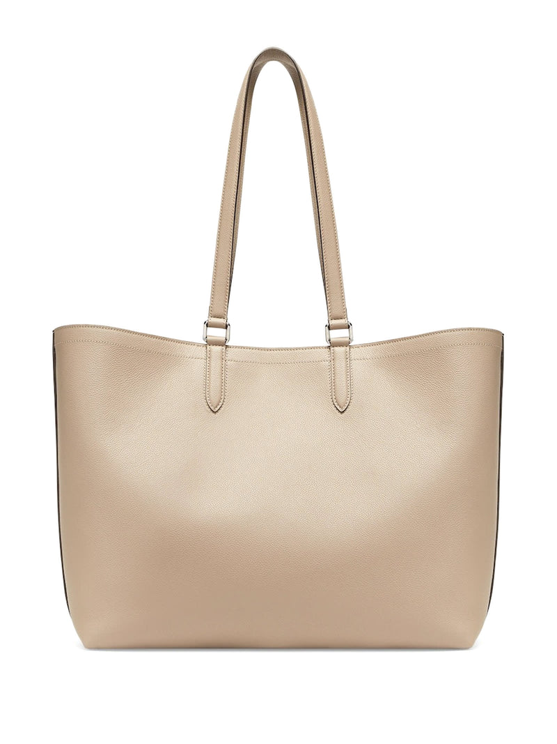 Fendi Shopper Bag In Beige Leather With Logo - Men