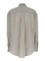 Brunello Cucinelli Beige Striped Shirt In Silk Woman - Women