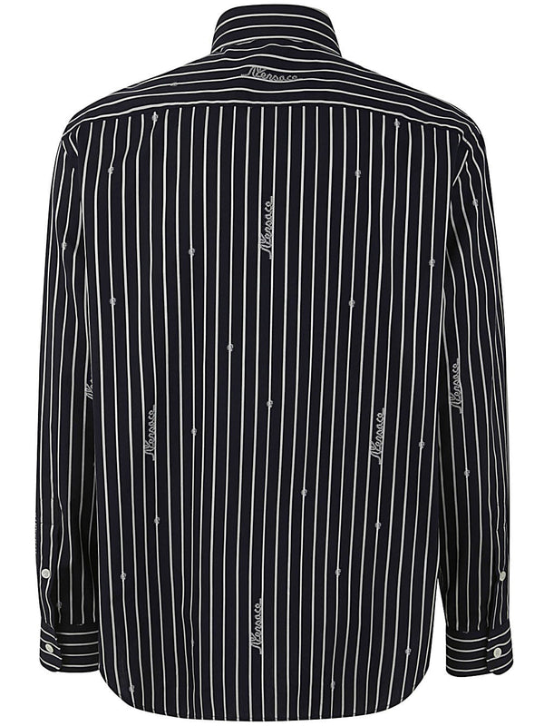 Versace Informal Shirt Striped Poplin Fabric Nautical Stripe Customization - Men