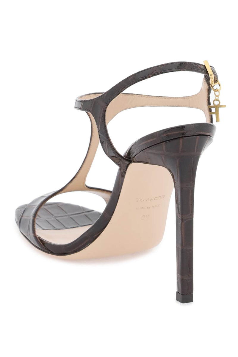 Tom Ford Angelina Sandals In Croco-embossed Glossy Leather - Women
