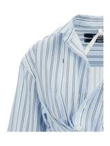 Jacquemus la Chemise Bahia Lighrt Blue Cropped Striped Shirt In Cotton Woman - Women