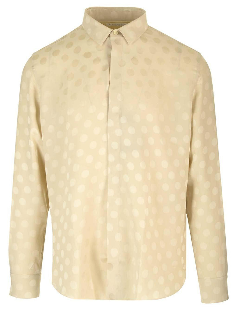 Saint Laurent Dotted Long-sleeved Shirt - Men