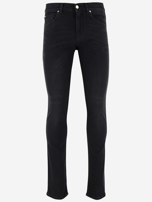 Versace Stretch Cotton Denim Jeans With Logo - Men